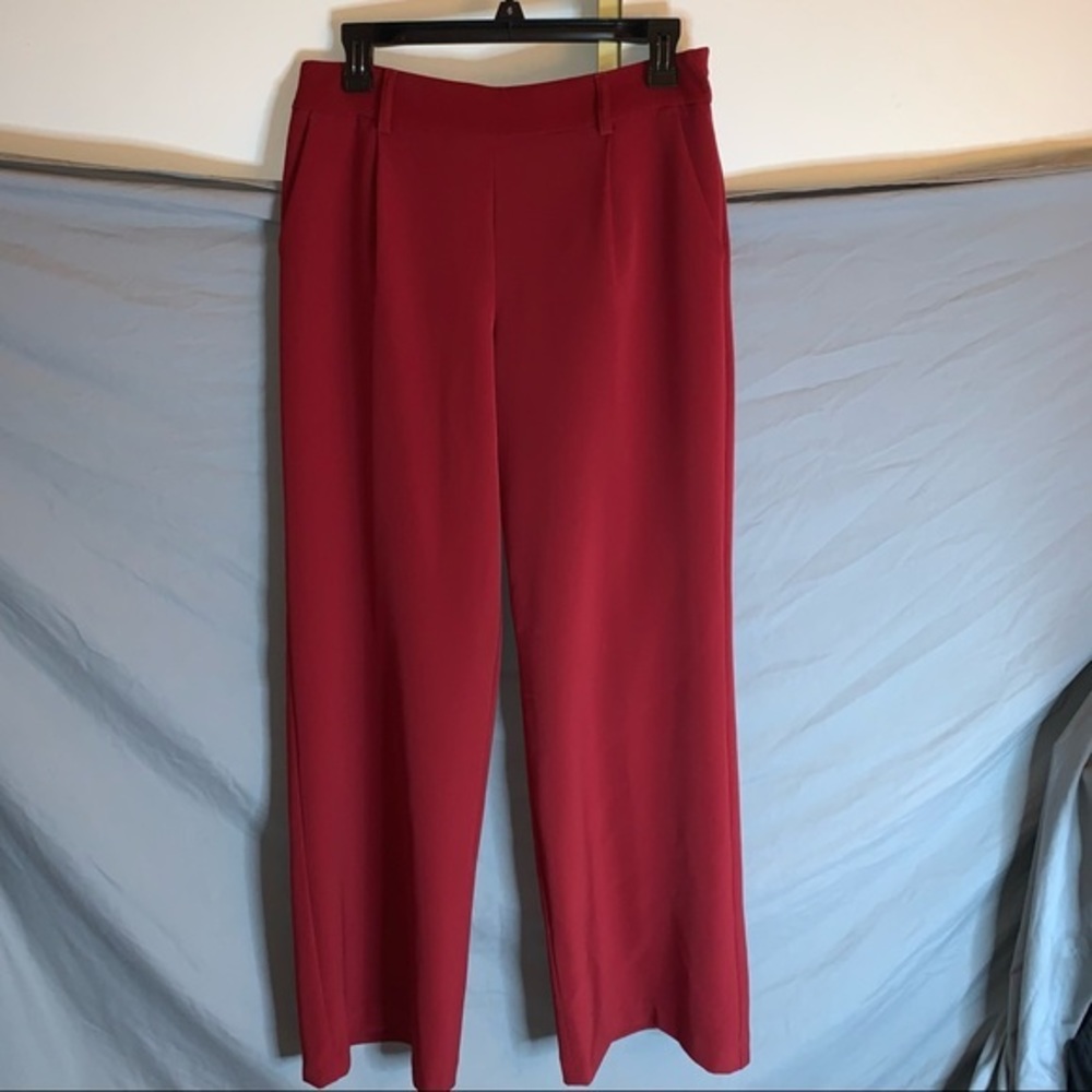 Express Wide Leg Mid-rise Red Pant